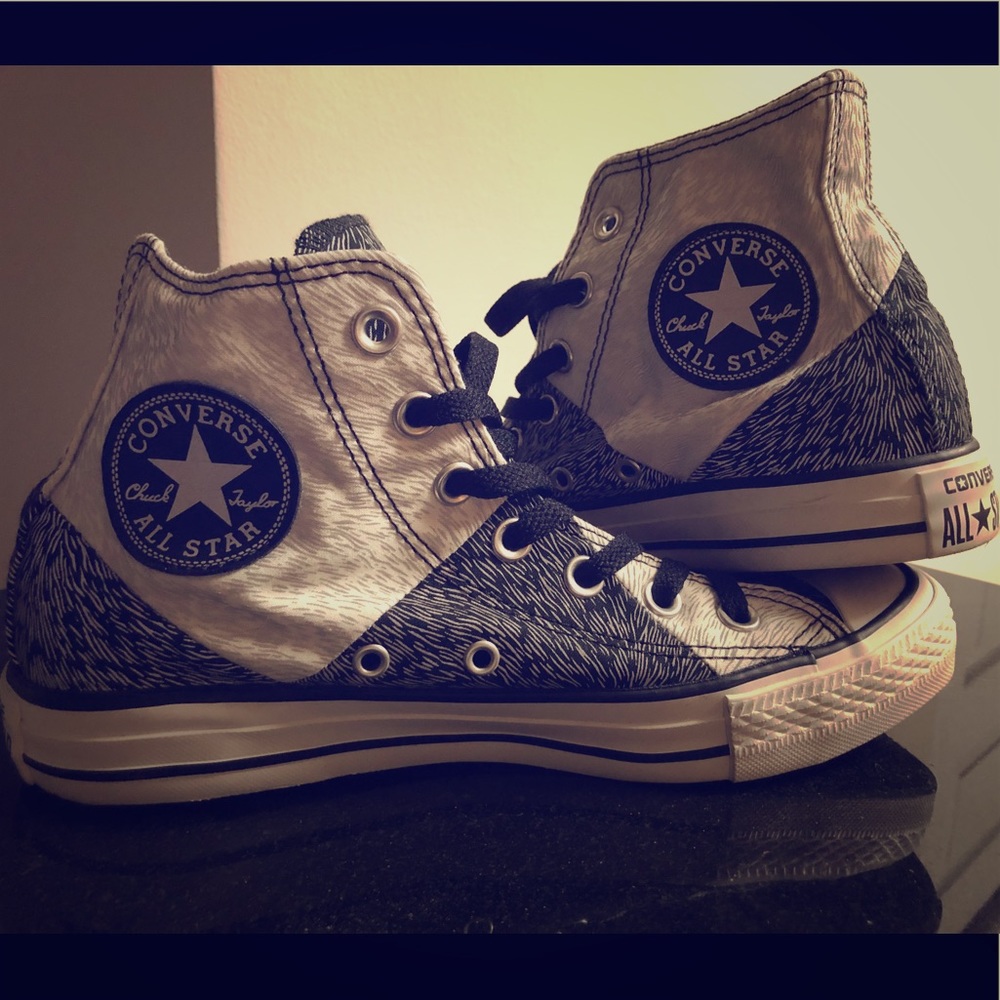 Authentic black and white reflective Chuck Taylors